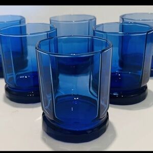 4 Vintage Anchor Hocking Essex Cobalt Blue Old Fashioned Rocks Lowball Gla…